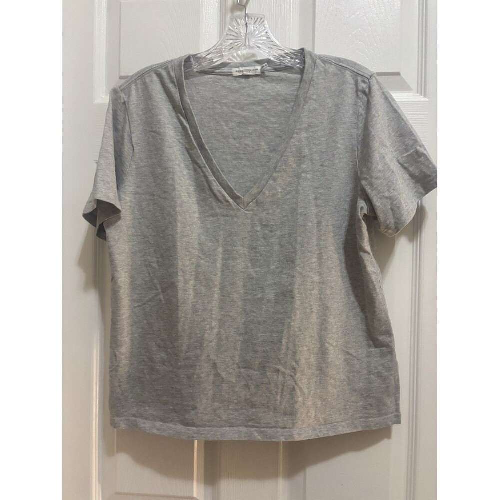 GOOD AMERICAN Women's Heritage Crop Cotton T-Shirt Short Sleeve Grey Size 1